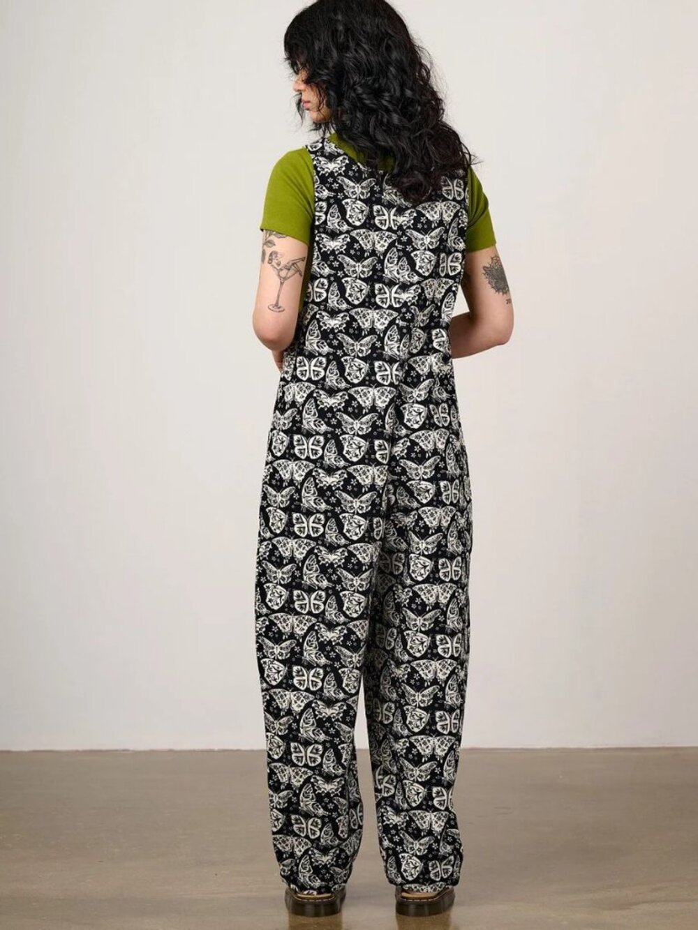 Lucy & Yak Ara Dungarees Black & White Butterfly Print UK26/US22 NWT - Picture 3 of 7